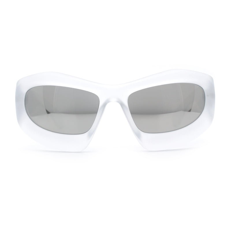 Pure Y2K Exaggerated Thick Plastic Sport Wrap Around Rectangular Sunglasses