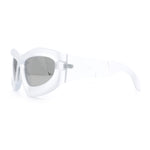 Pure Y2K Exaggerated Thick Plastic Sport Wrap Around Rectangular Sunglasses