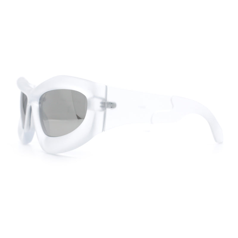 Pure Y2K Exaggerated Thick Plastic Sport Wrap Around Rectangular Sunglasses