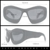 Pure Y2K Exaggerated Thick Plastic Sport Wrap Around Rectangular Sunglasses