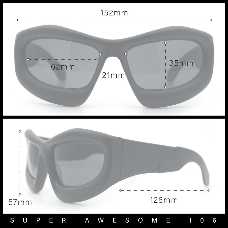 Pure Y2K Exaggerated Thick Plastic Sport Wrap Around Rectangular Sunglasses