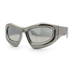 Pure Y2K Exaggerated Thick Plastic Sport Wrap Around Rectangular Sunglasses