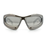 Pure Y2K Exaggerated Thick Plastic Sport Wrap Around Rectangular Sunglasses