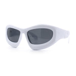 Pure Y2K Exaggerated Thick Plastic Sport Wrap Around Rectangular Sunglasses