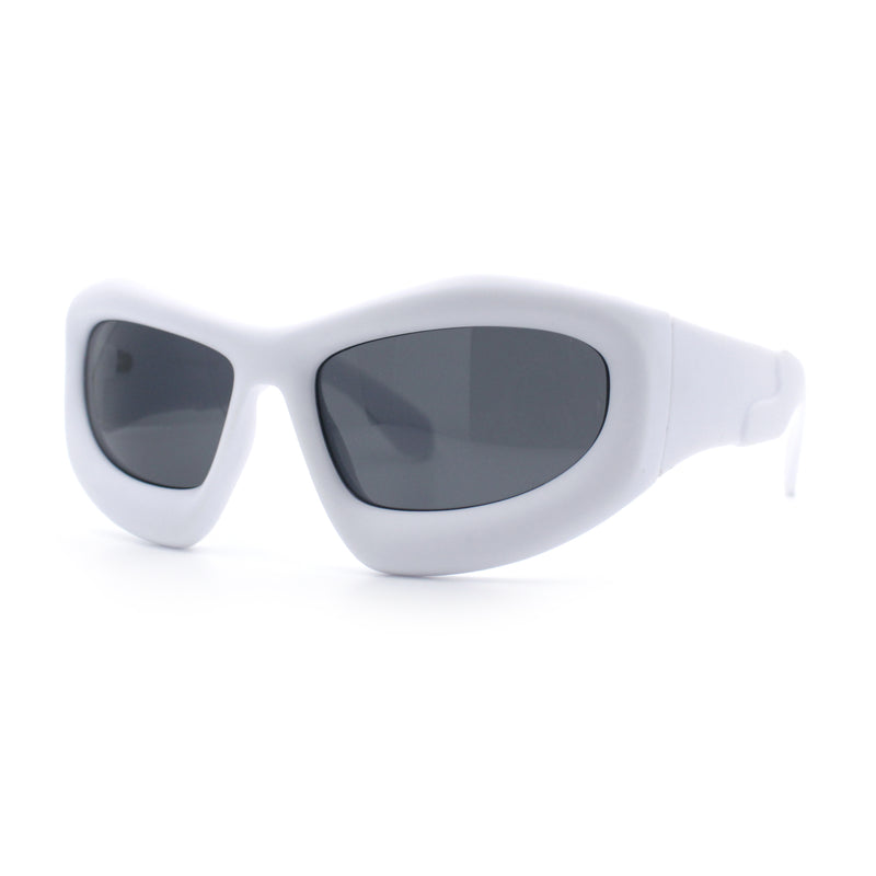 Pure Y2K Exaggerated Thick Plastic Sport Wrap Around Rectangular Sunglasses