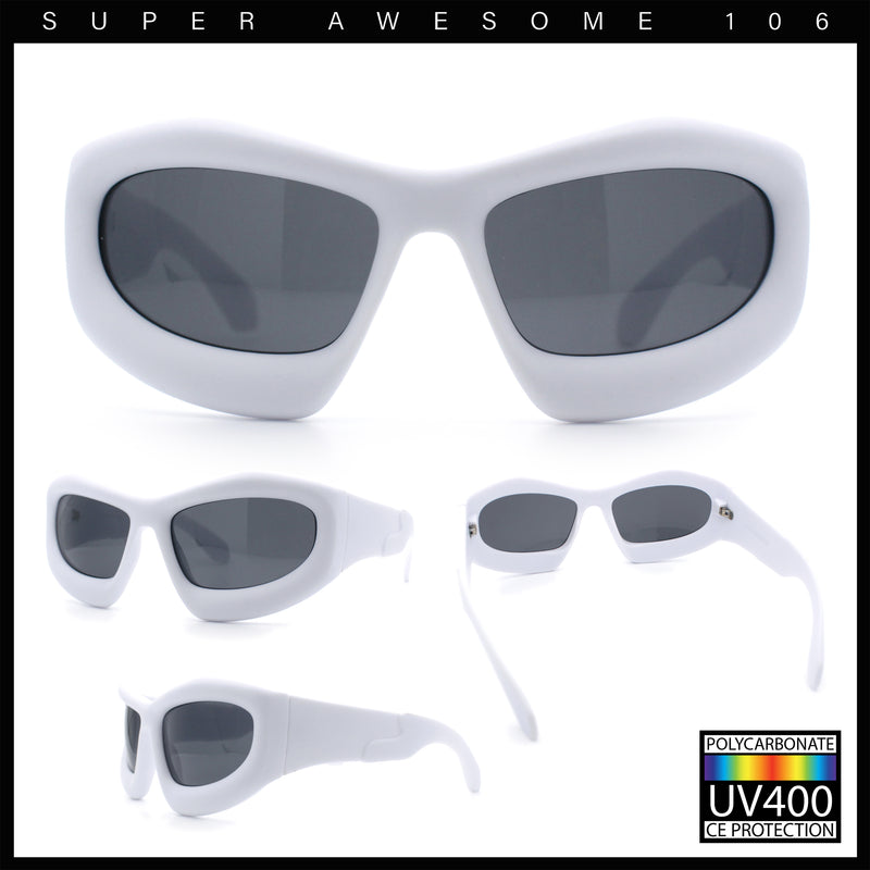 Pure Y2K Exaggerated Thick Plastic Sport Wrap Around Rectangular Sunglasses