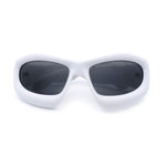 Pure Y2K Exaggerated Thick Plastic Sport Wrap Around Rectangular Sunglasses
