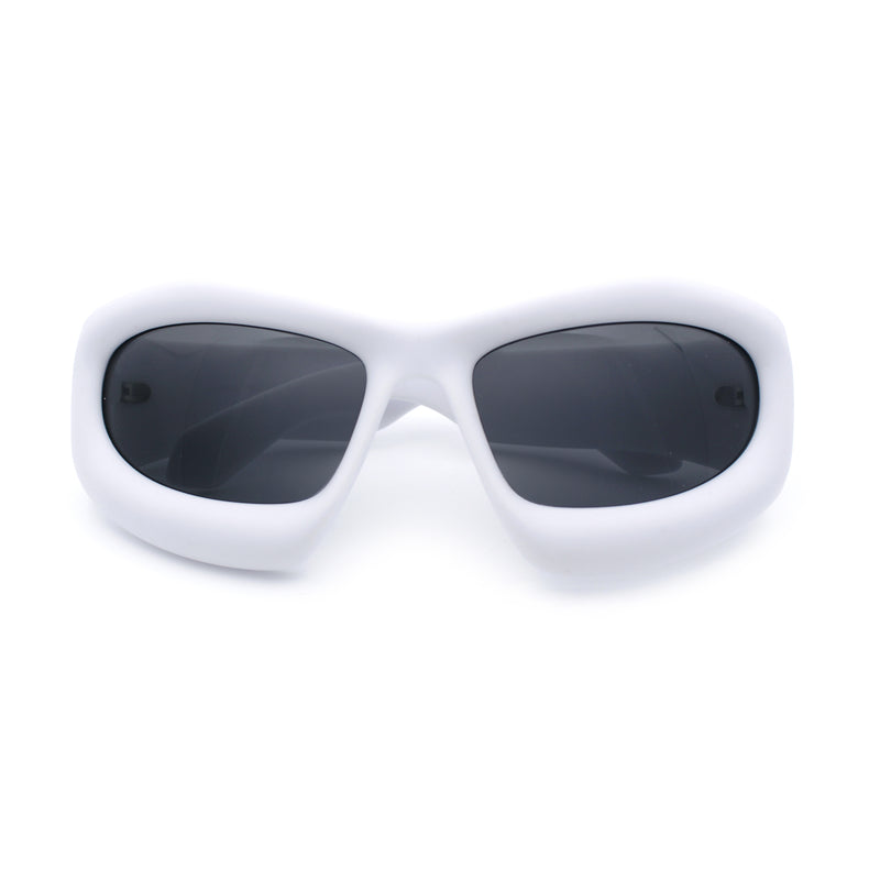 Pure Y2K Exaggerated Thick Plastic Sport Wrap Around Rectangular Sunglasses