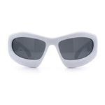 Pure Y2K Exaggerated Thick Plastic Sport Wrap Around Rectangular Sunglasses