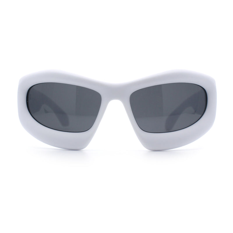 Pure Y2K Exaggerated Thick Plastic Sport Wrap Around Rectangular Sunglasses