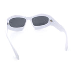 Pure Y2K Exaggerated Thick Plastic Sport Wrap Around Rectangular Sunglasses