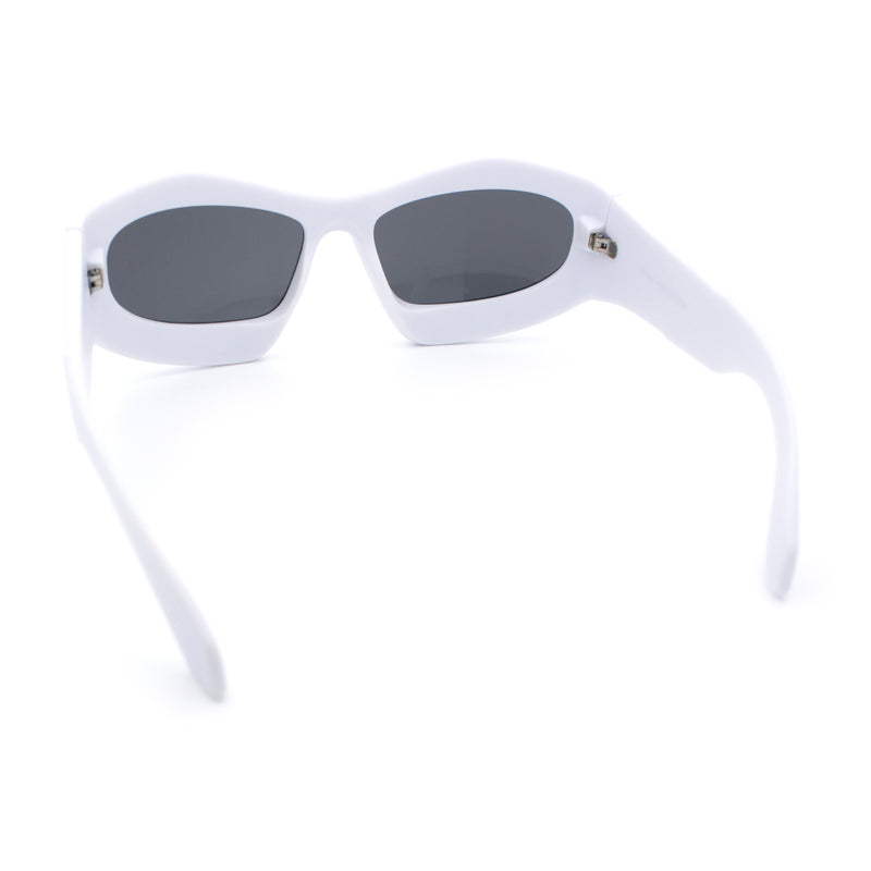 Pure Y2K Exaggerated Thick Plastic Sport Wrap Around Rectangular Sunglasses