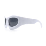 Pure Y2K Exaggerated Thick Plastic Sport Wrap Around Rectangular Sunglasses
