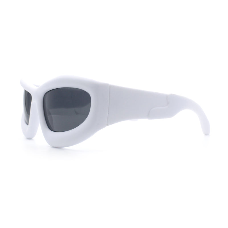 Pure Y2K Exaggerated Thick Plastic Sport Wrap Around Rectangular Sunglasses