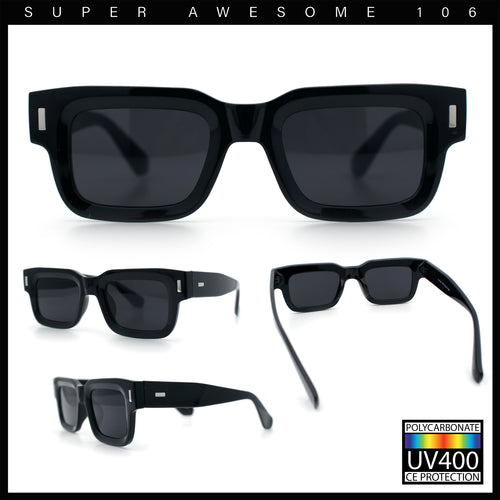 Hipster Thick Plastic Horn Rim Rectangle Gentleman Fashion Sunglasses