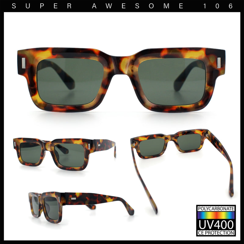 Hipster Thick Plastic Horn Rim Rectangle Gentleman Fashion Sunglasses