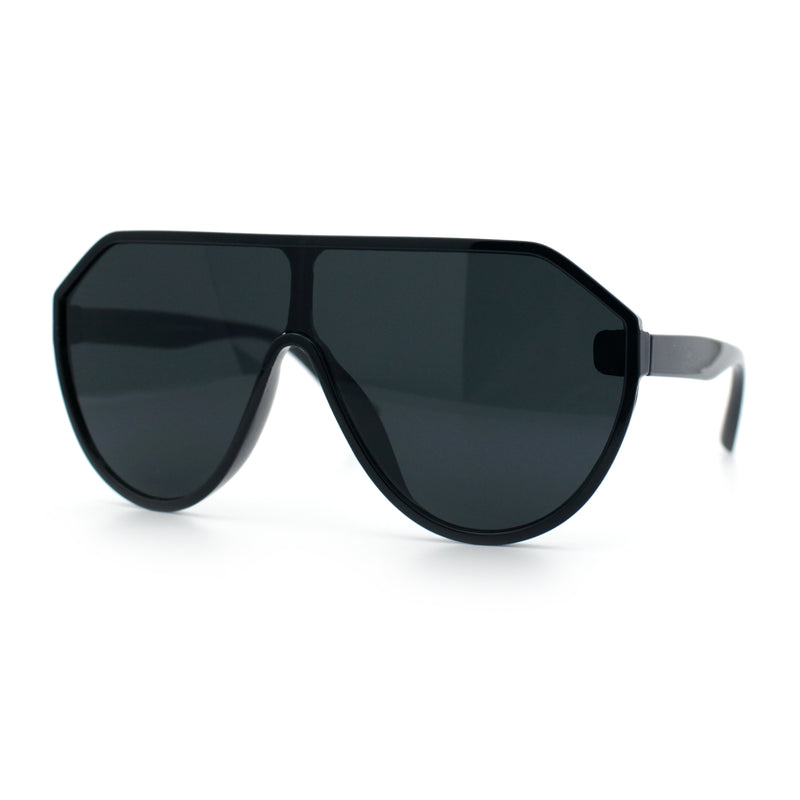 Diva Oversized Flat Top Racer Thin Plastic Shield Sunglasses
