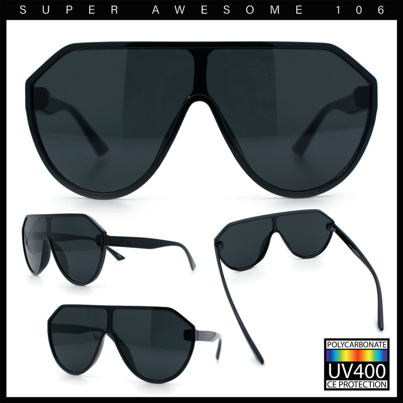 Diva Oversized Flat Top Racer Thin Plastic Shield Sunglasses