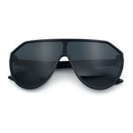 Diva Oversized Flat Top Racer Thin Plastic Shield Sunglasses