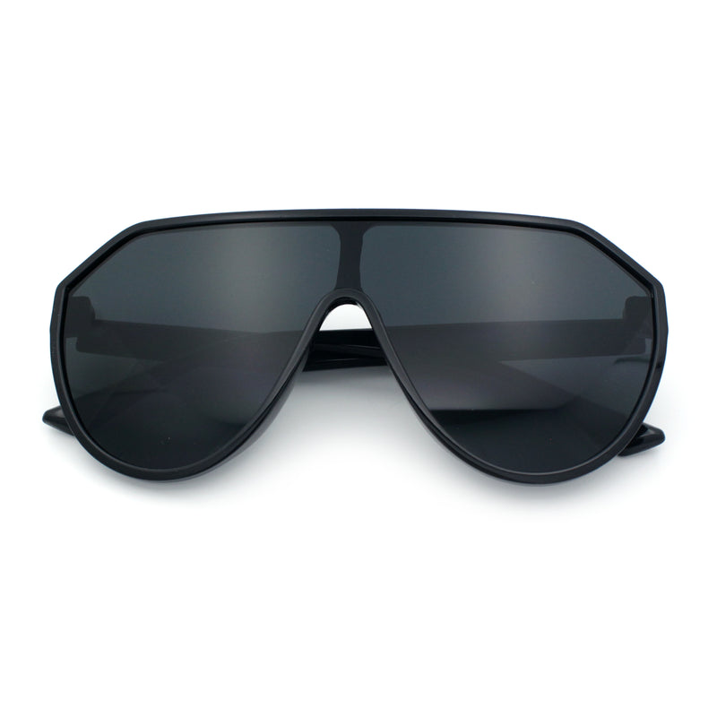 Diva Oversized Flat Top Racer Thin Plastic Shield Sunglasses