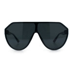 Diva Oversized Flat Top Racer Thin Plastic Shield Sunglasses