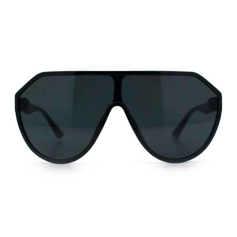 Diva Oversized Flat Top Racer Thin Plastic Shield Sunglasses