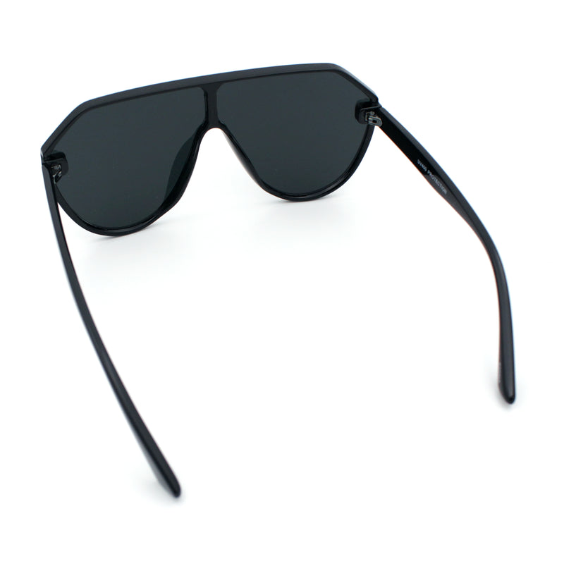 Diva Oversized Flat Top Racer Thin Plastic Shield Sunglasses