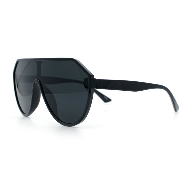 Diva Oversized Flat Top Racer Thin Plastic Shield Sunglasses