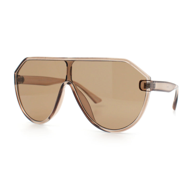 Diva Oversized Flat Top Racer Thin Plastic Shield Sunglasses