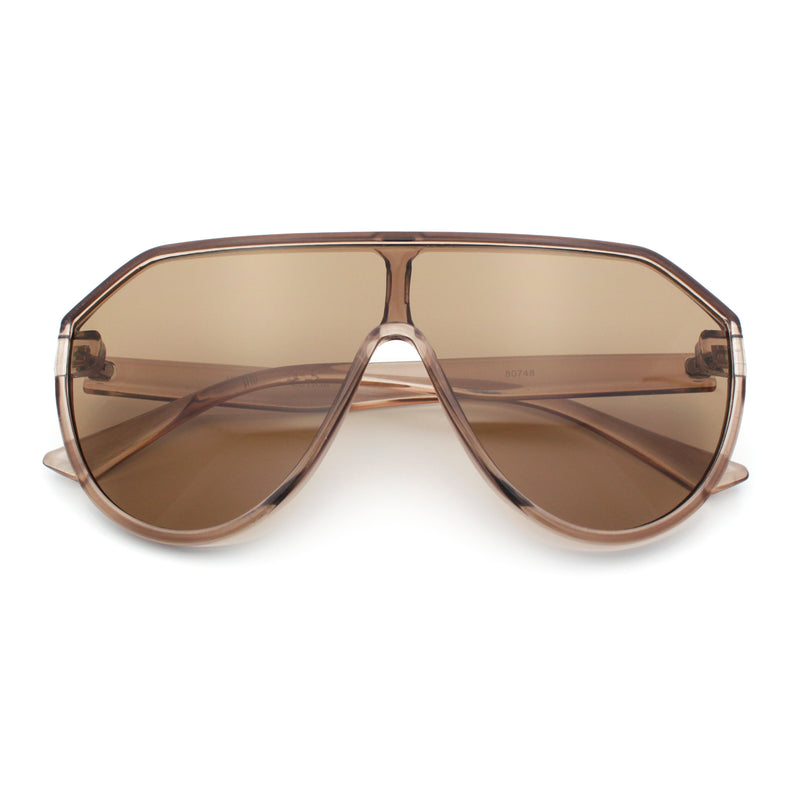 Diva Oversized Flat Top Racer Thin Plastic Shield Sunglasses