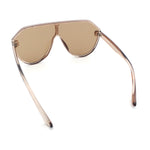 Diva Oversized Flat Top Racer Thin Plastic Shield Sunglasses