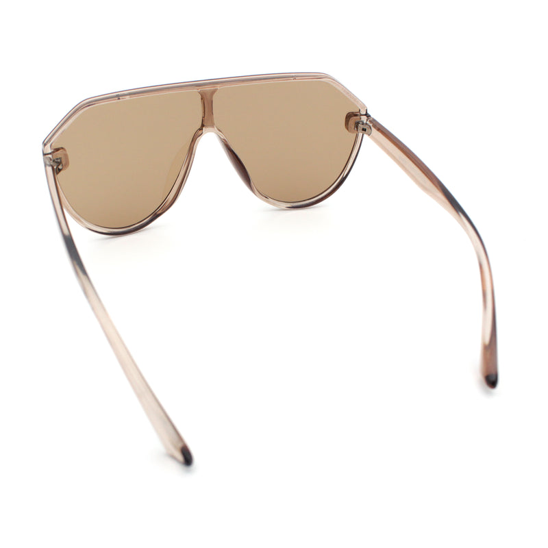 Diva Oversized Flat Top Racer Thin Plastic Shield Sunglasses