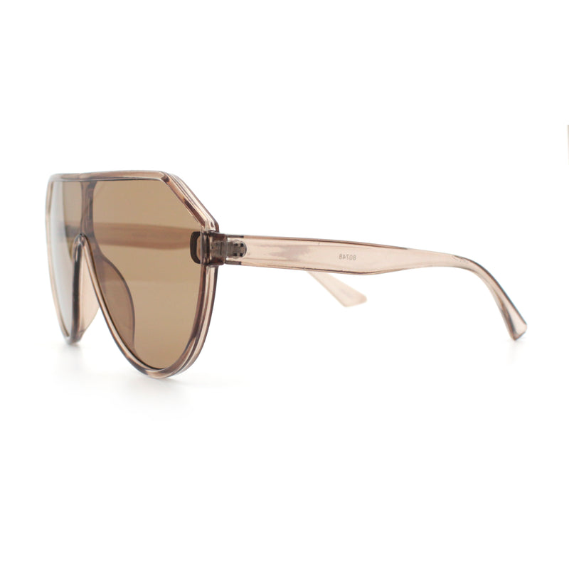 Diva Oversized Flat Top Racer Thin Plastic Shield Sunglasses