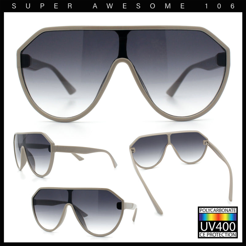Diva Oversized Flat Top Racer Thin Plastic Shield Sunglasses