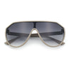 Diva Oversized Flat Top Racer Thin Plastic Shield Sunglasses