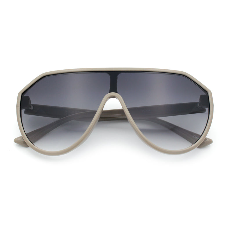 Diva Oversized Flat Top Racer Thin Plastic Shield Sunglasses