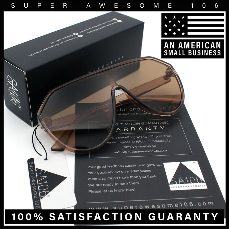 Diva Oversized Flat Top Racer Thin Plastic Shield Sunglasses
