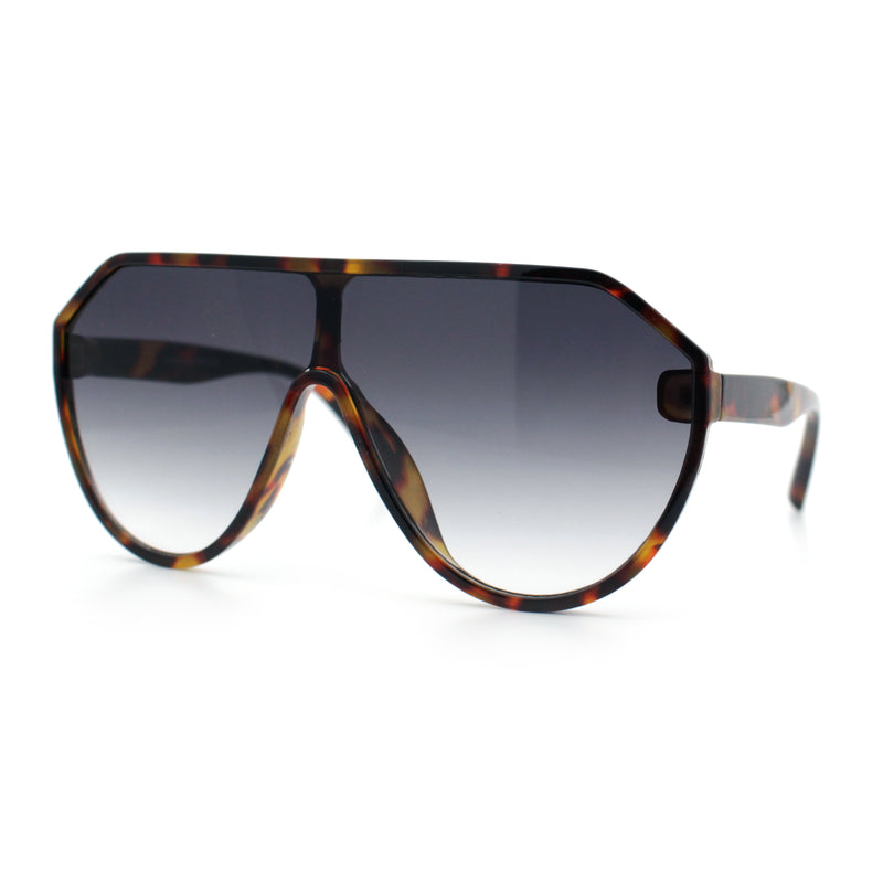 Diva Oversized Flat Top Racer Thin Plastic Shield Sunglasses