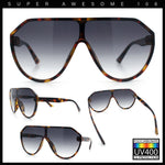 Diva Oversized Flat Top Racer Thin Plastic Shield Sunglasses
