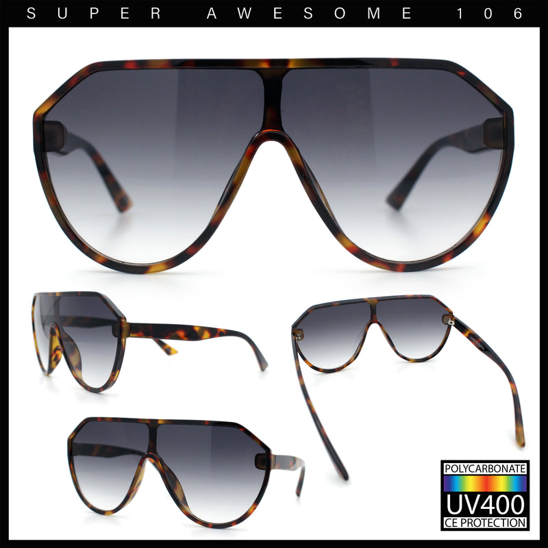 Diva Oversized Flat Top Racer Thin Plastic Shield Sunglasses