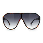 Diva Oversized Flat Top Racer Thin Plastic Shield Sunglasses