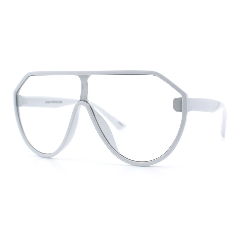 Diva Oversized Flat Top Racer Thin Plastic Shield Sunglasses