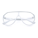 Diva Oversized Flat Top Racer Thin Plastic Shield Sunglasses