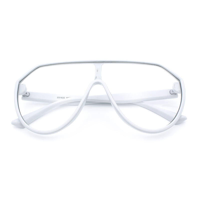 Diva Oversized Flat Top Racer Thin Plastic Shield Sunglasses