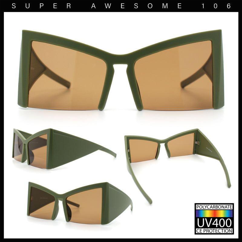 Womens Oversized Triangular 80s Vibe Thick Temple XL Cat Eye Sunglasses