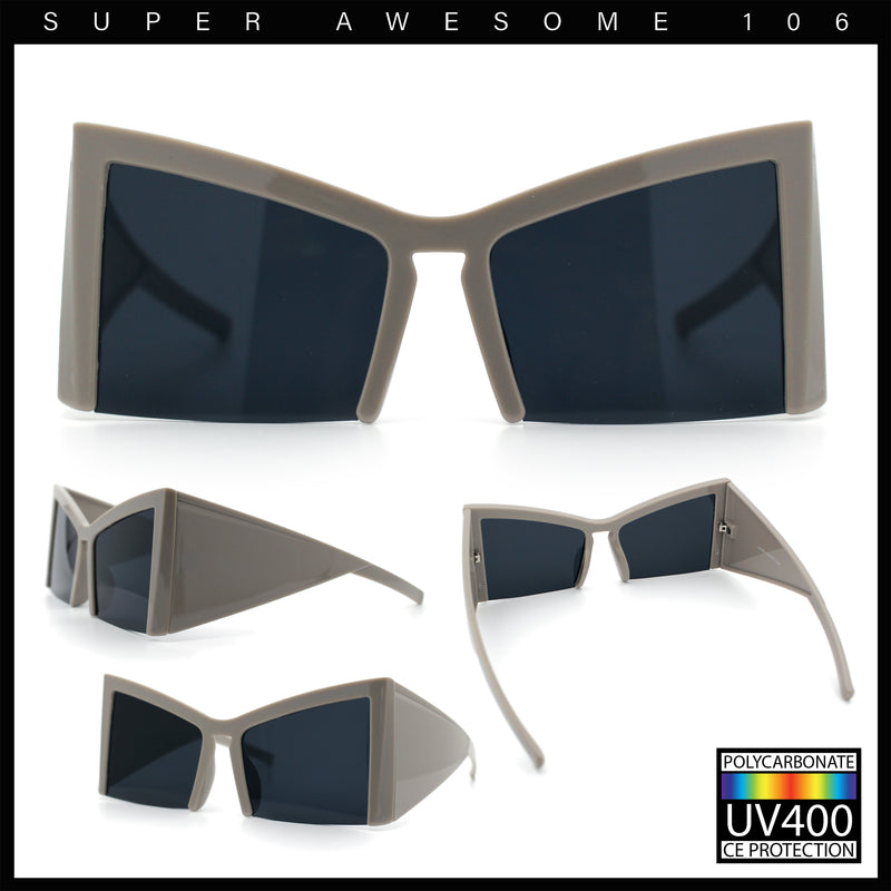 Womens Oversized Triangular 80s Vibe Thick Temple XL Cat Eye Sunglasses