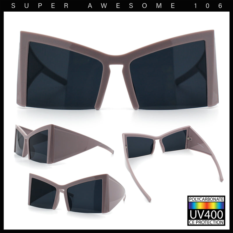 Womens Oversized Triangular 80s Vibe Thick Temple XL Cat Eye Sunglasses