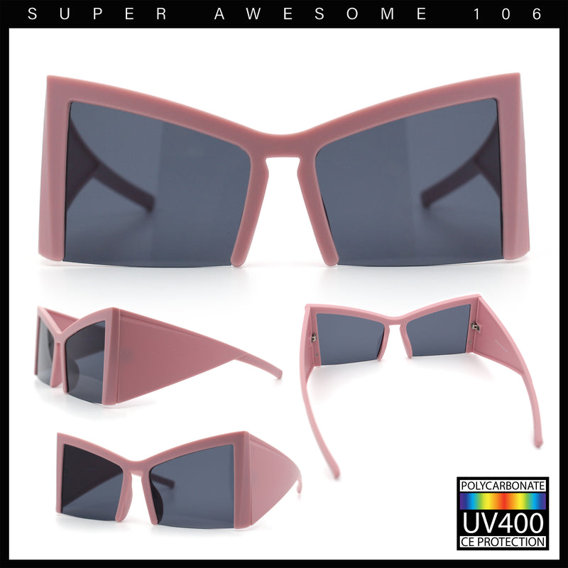 Womens Oversized Triangular 80s Vibe Thick Temple XL Cat Eye Sunglasses