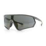 Mens Classic Oversized Shield Color Mirror Wrap Around Sport Plastic Sunglasses