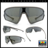Mens Classic Oversized Shield Color Mirror Wrap Around Sport Plastic Sunglasses